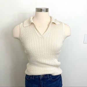Vintage Krystal Cole Cable Knit Sleeveless Sweater Large